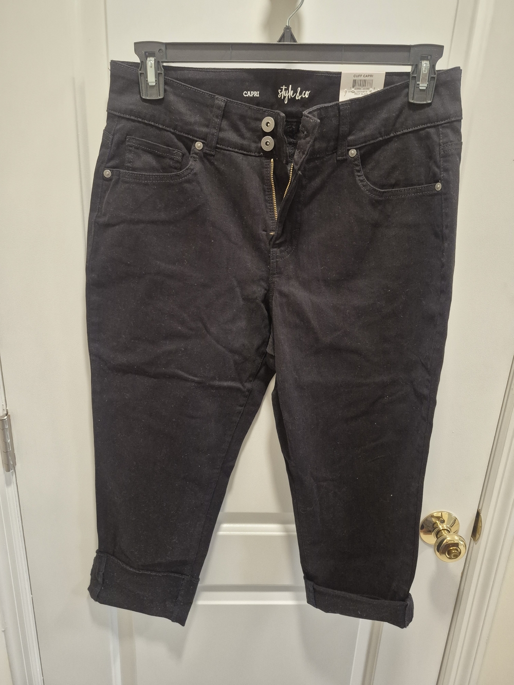 Style & Co. Women's Black Cropped Folded-Hem Jeans